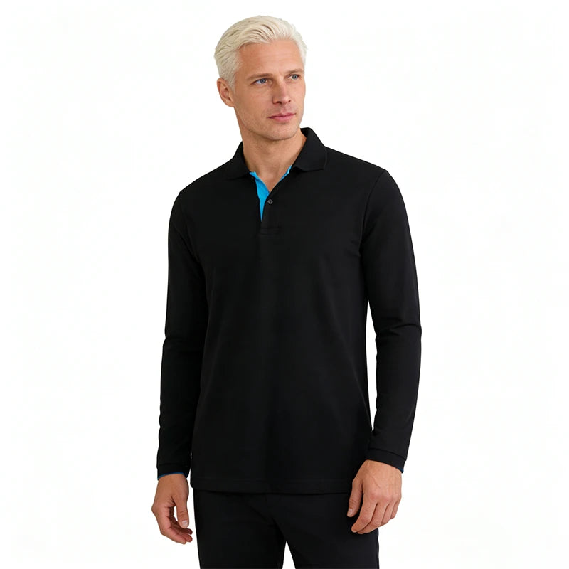 95% Cotton Long Sleeve T Shirts Men Casual Brand Homme Clothing Hombre Tee Tops Fashion Tshirt Black White Polo T-Shirts For Men