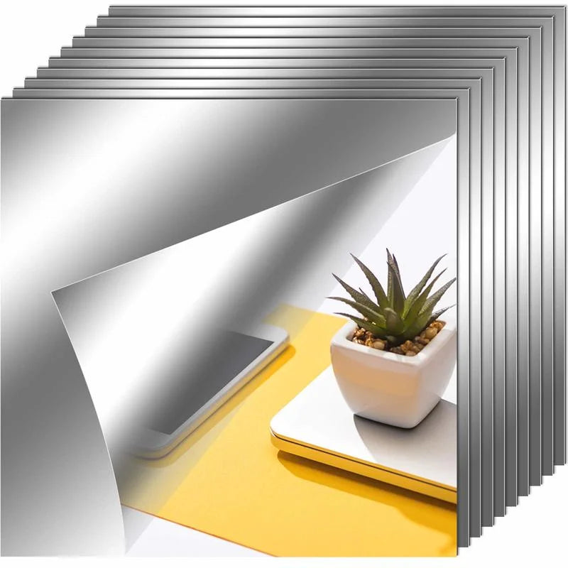5/12Pcs Mirror Wall Sticker 15CM Self-Adhesive Decal DIY Mirror Stickers 3D Wall Decal for Home Living Room Bedroom Decor