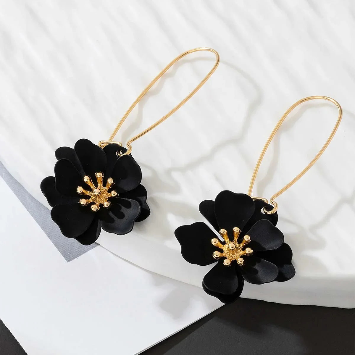 Hoop Earrings for Women Girls Spray Enamel Flower Geometric Ear Accessories Holiday Party Gift Fashion Jewelry EE007