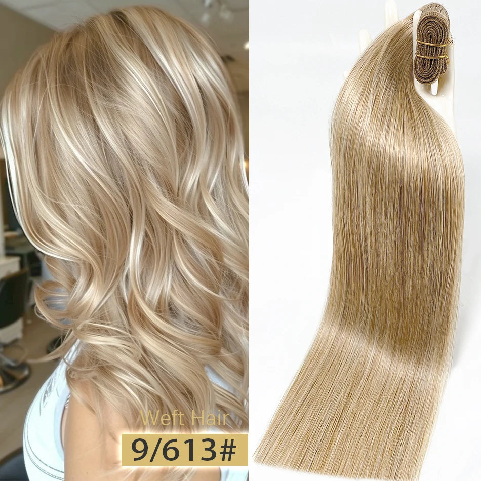 Tissage Weft Remy Européen | Lisse & Bouclable | Blonde Naturelle | 18-30 Pouces | Extensions Salon