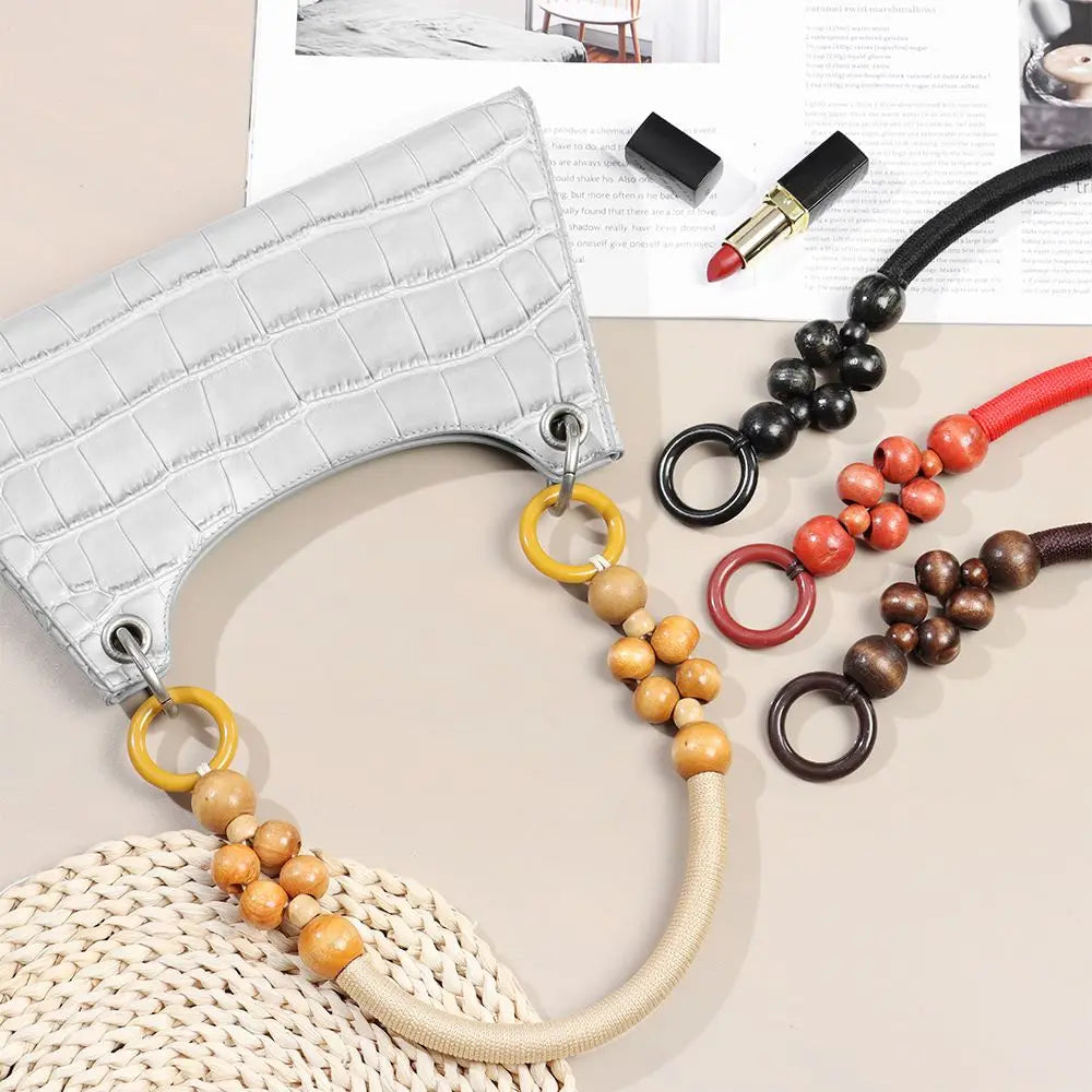 1Pcs Wooden Bead Bag Handle Rope Replacement Handbag Handle Shoulder Belt for Women Handbag DIY Bag Accessories New Fashion