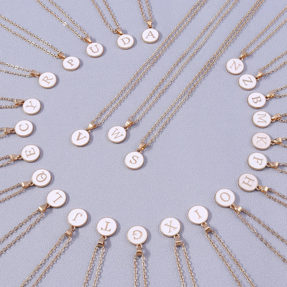 Collier Pendentif Initiales Femme | 26 Lettres A-Z Émail | Bijou Tendance Cadeau Anniversaire Fille