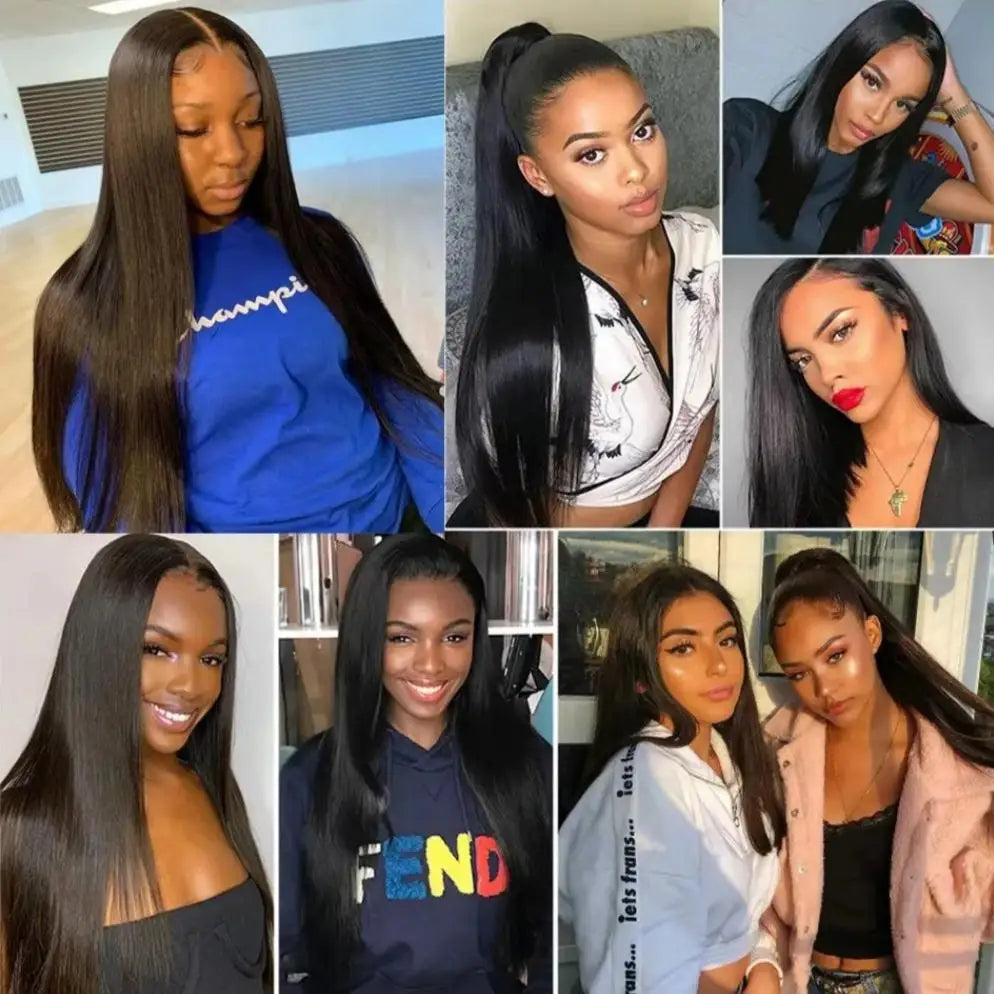 13x4 Brazilian Human Hair Wig Wear and Go 200 Density Straight 13x6 Hd Lace Frontal Wigs Natural Black Pre Plucked Baby Hair