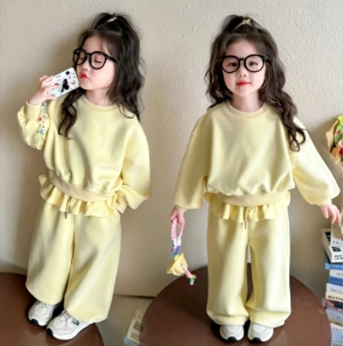 Girls' Set 2026 Spring and Autumn New Sports Ballet Style Children's Hoodie and Pants Stylish Two-piece Set Fashionable Outfit