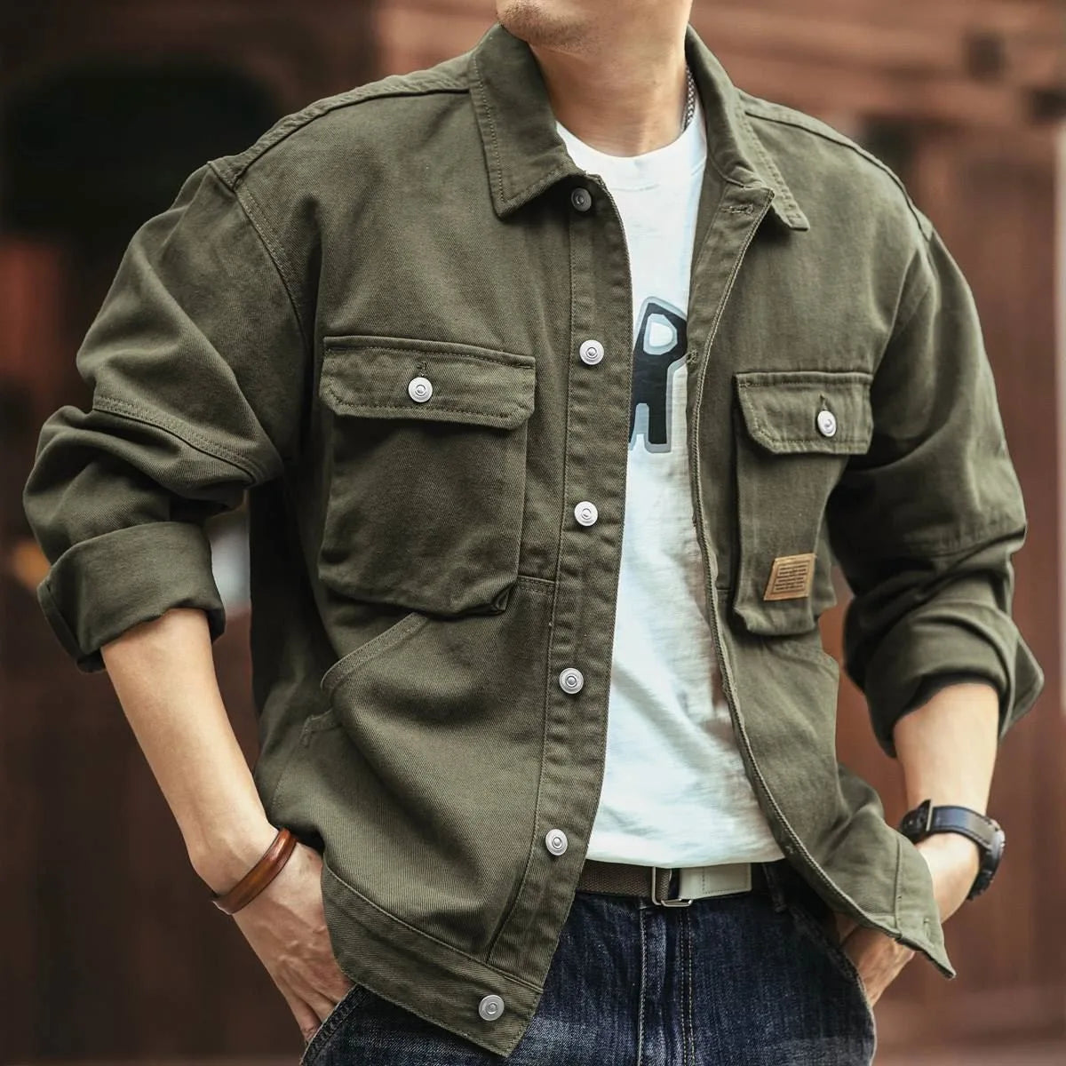 Veste en denim ample pour homme | Plusieurs poches