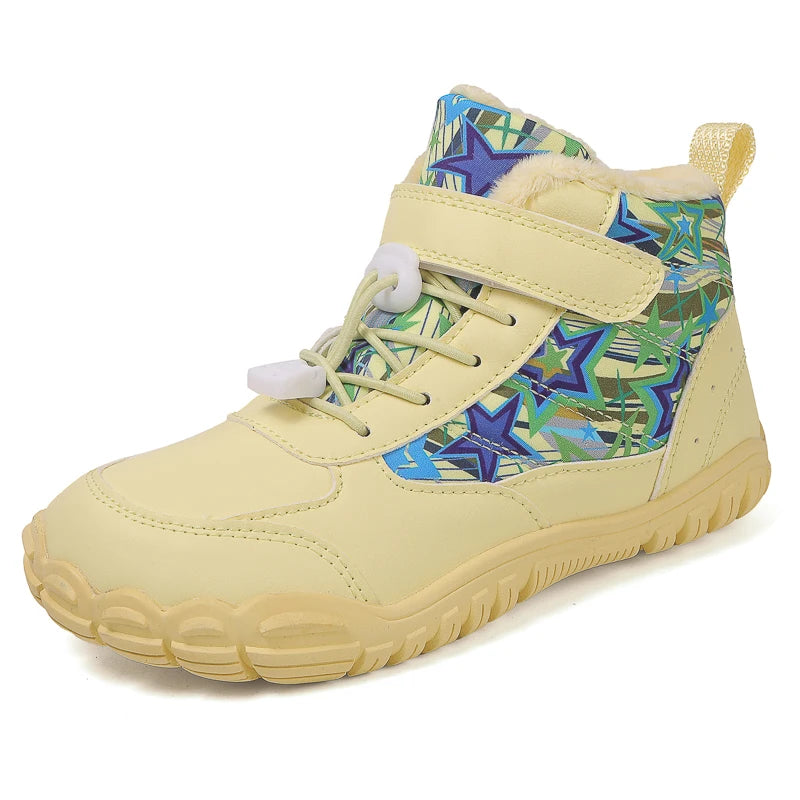 Bottes de Neige Enfants Pieds Nus | Bout Large | Imperméables Fourrure | Froid Extérieur | Garçons & Filles
