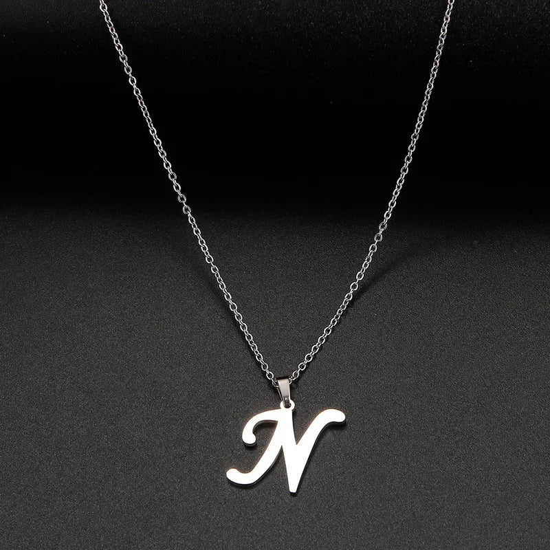 Collier Initiale Grand Alphabet A-Z | Acier 316L Minimaliste | Pendentif Femme | Cadeau Bijou