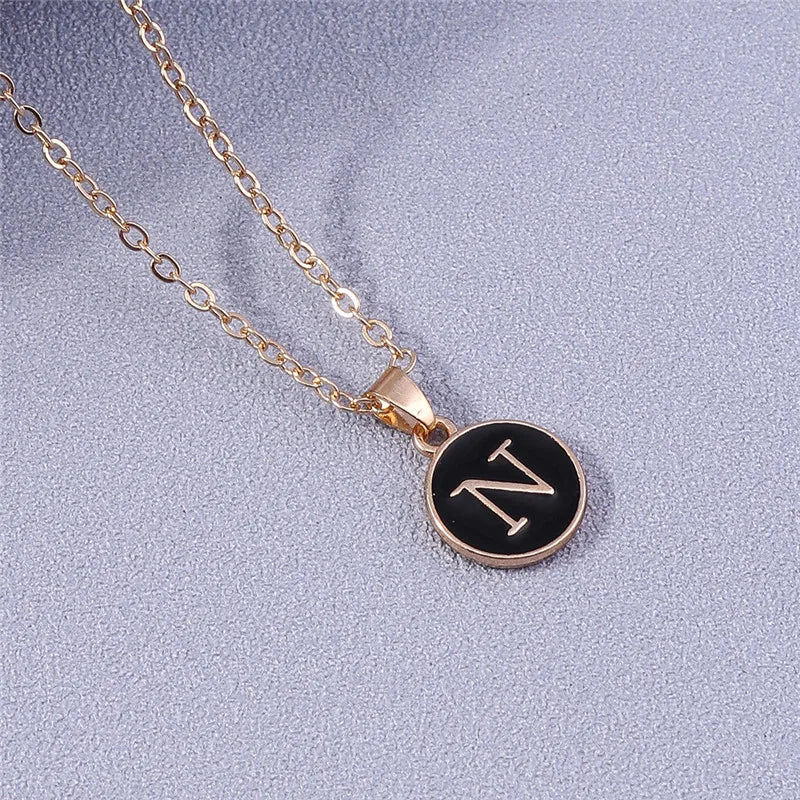 Collier Pendentif Initiales Femme | 26 Lettres A-Z Émail | Bijou Tendance Cadeau Anniversaire Fille