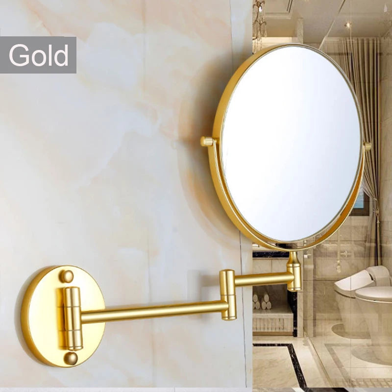 360° Rotating Double-Sided Wall Mirror - Aluminum Alloy Bathroom Makeup Mirror with 3X Magnification, Foldable & Angle-Adjustable
