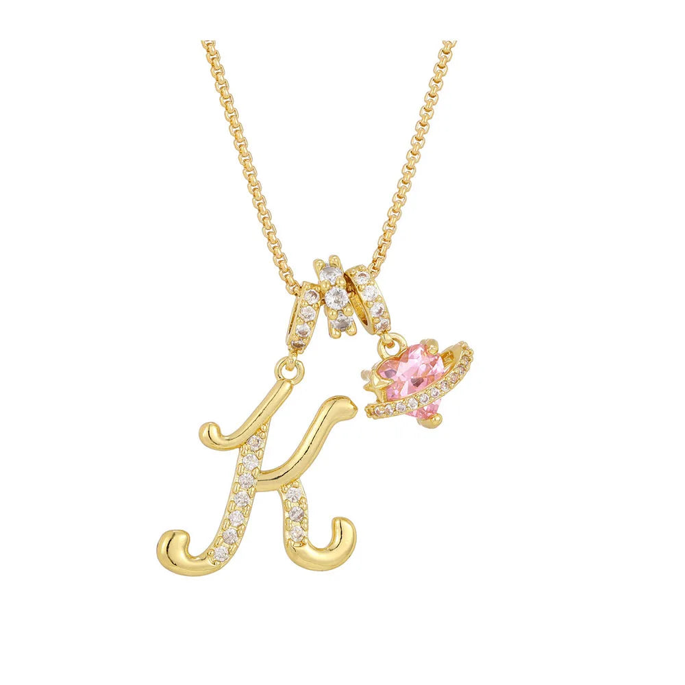 Women's Initial Heart Necklace with Customizable Name Art Design Letter Jewelry Gold Chain Set Adjustable Size Hypoallergenic