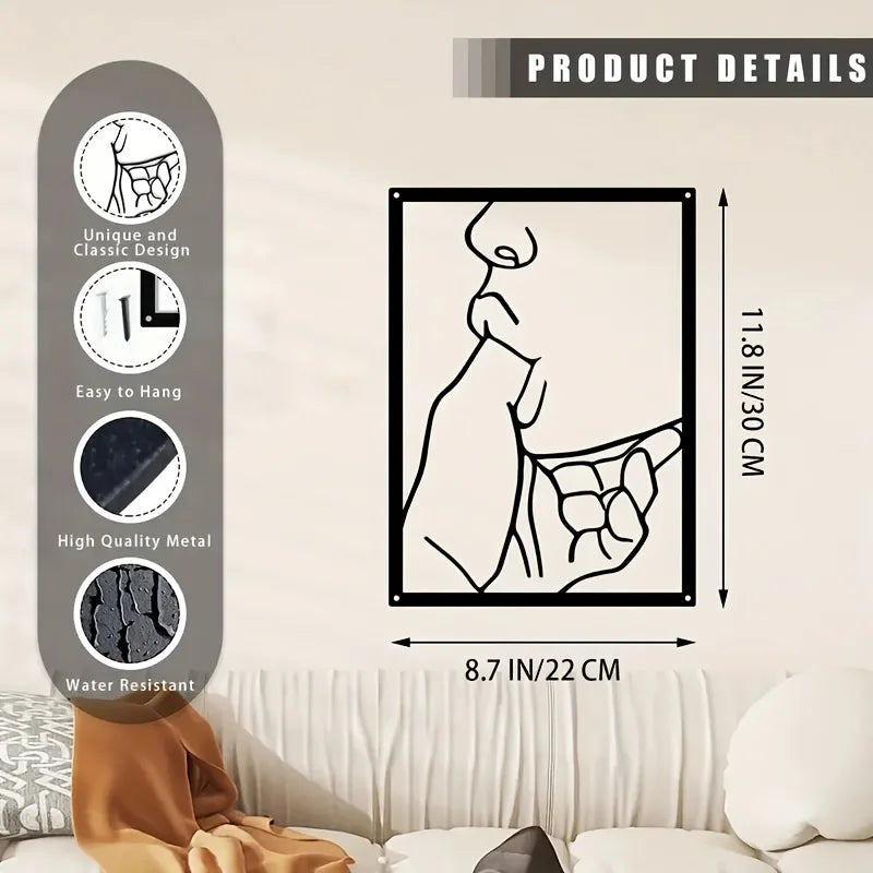 1pc Sleek Metal Abstract Line Wall Art - Modern Minimalist Decor, Durable Rust-Resistant Hanging, Elevates Home Interiors