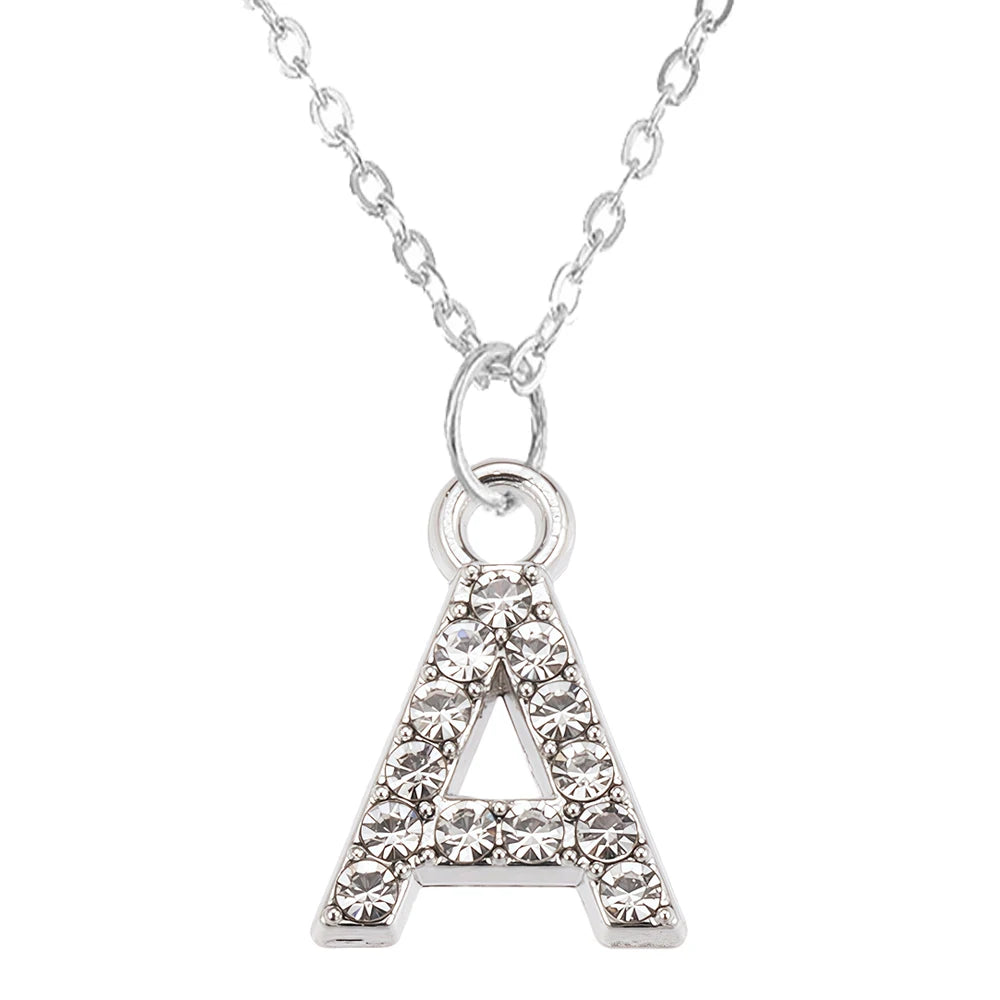 Collier Pendentif Lettre Brillant A-Z | 26 Initiales | Chaîne Clavicule | Bijou Saint-Valentin & Cadeau