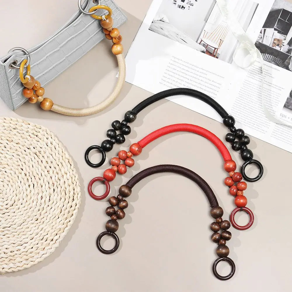 1Pcs Wooden Bead Bag Handle Rope Replacement Handbag Handle Shoulder Belt for Women Handbag DIY Bag Accessories New Fashion