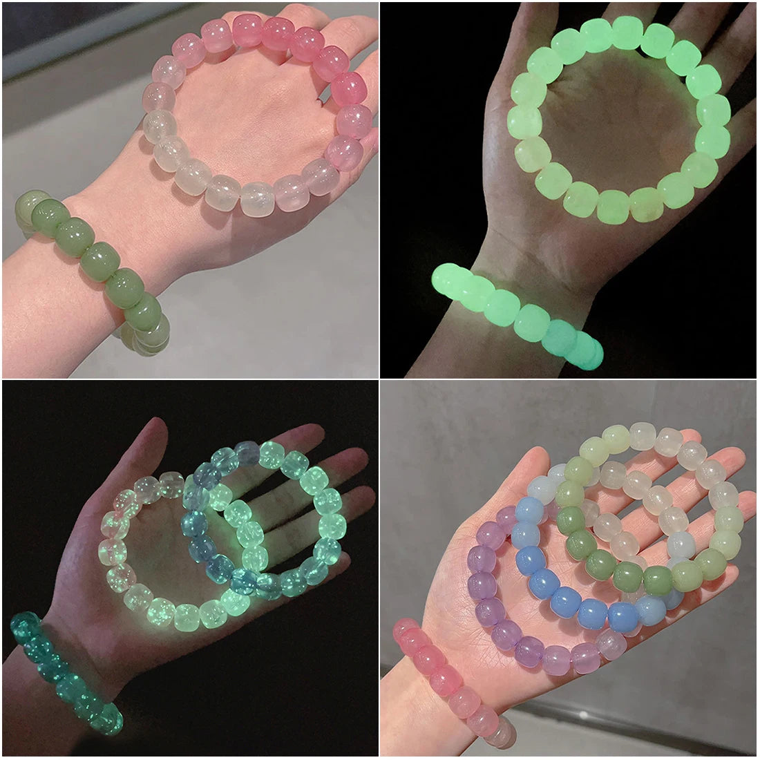 Bracelet Lumineux Pierre Naturelle | Fluorescent Lueur Nuit | Bijou Couple Femme & Homme