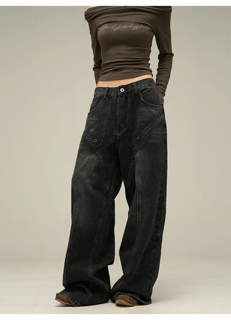 Baggy Jeans Men's American Style Personality Vintage Wide Leg Trousers All-Match Washed Fashion Streetwear Handsome Cool Pants