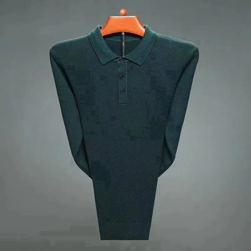Luxury Men's Cashmere Sweater 100% Merino Wool Buttoned Pullover Autumn Winter Polo Collar Knitwear Male Casual Warm Jumper Tops