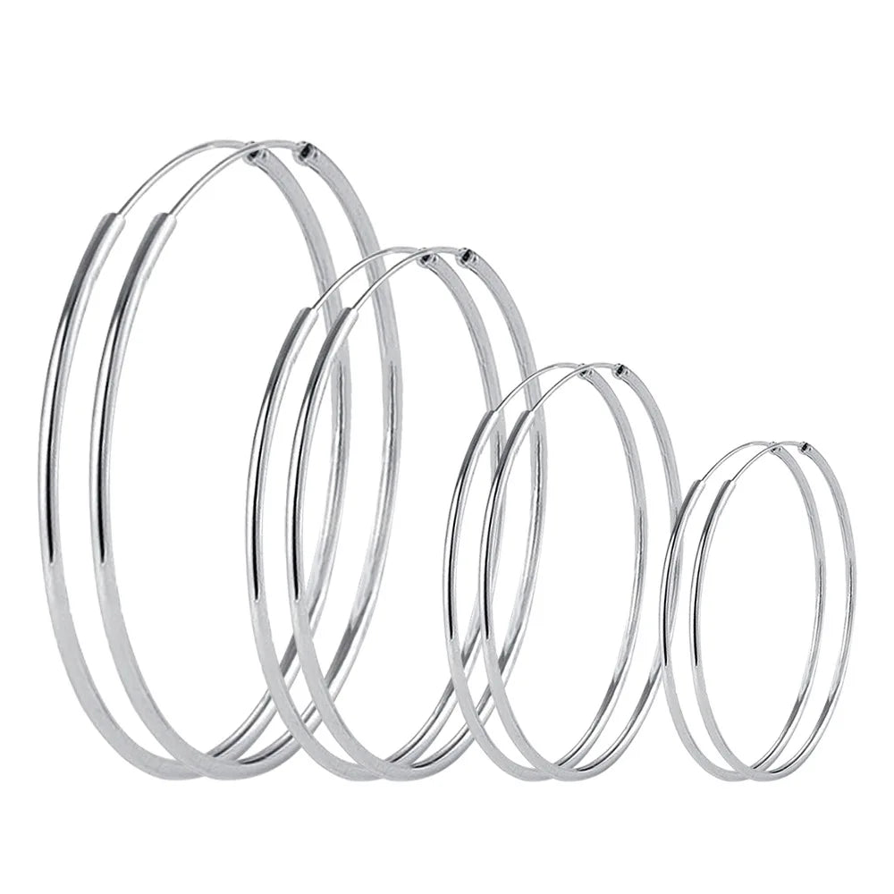Créoles Rondes Argent 925 | 3/4/5/6cm | Femme | Luxe & Tendance 2024 | Bijou Fête Accessoire Premium