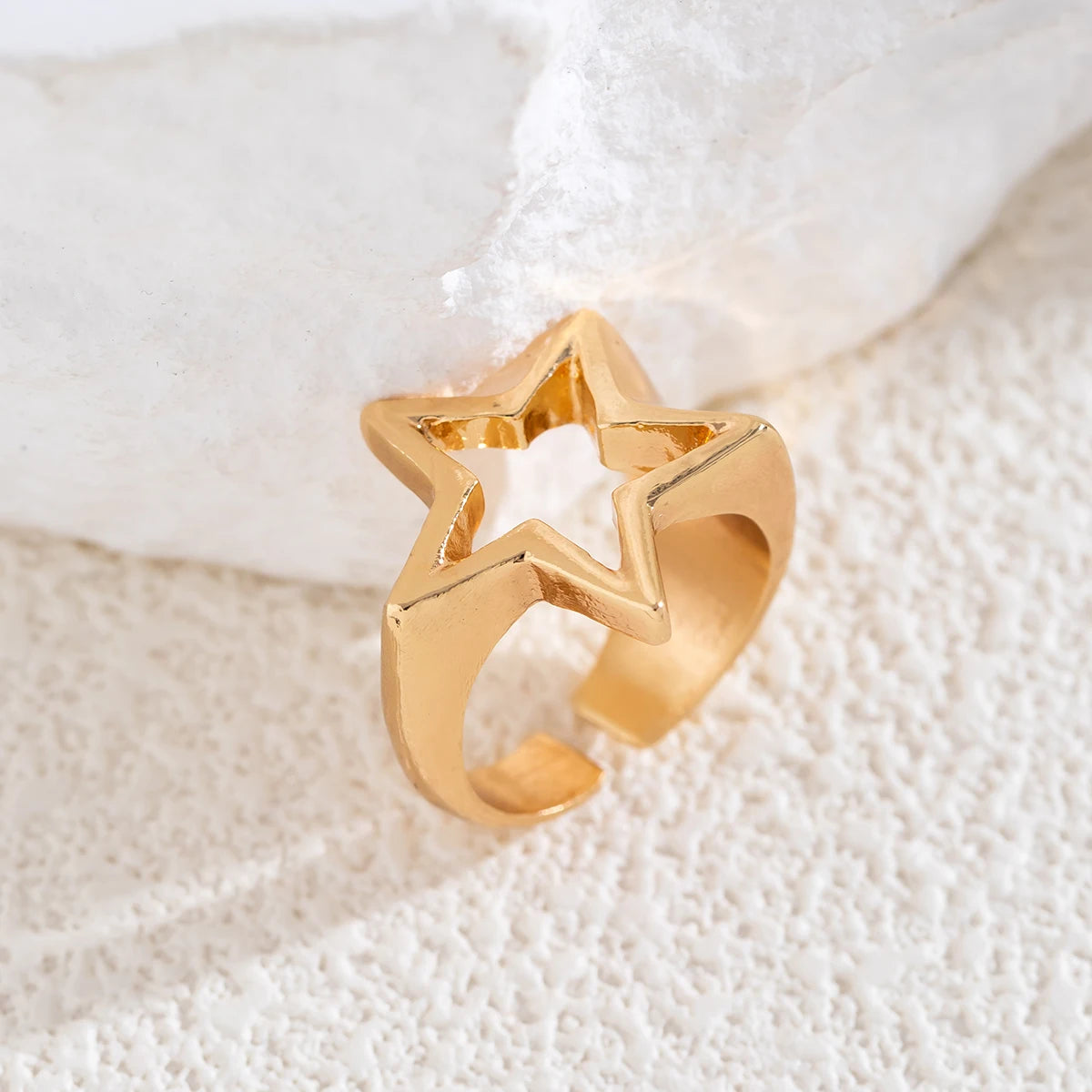 Bague Étoile Punk Gothique Irrégulière | Ajustable Couple | Y2K Vintage | Bijou Femme Statement