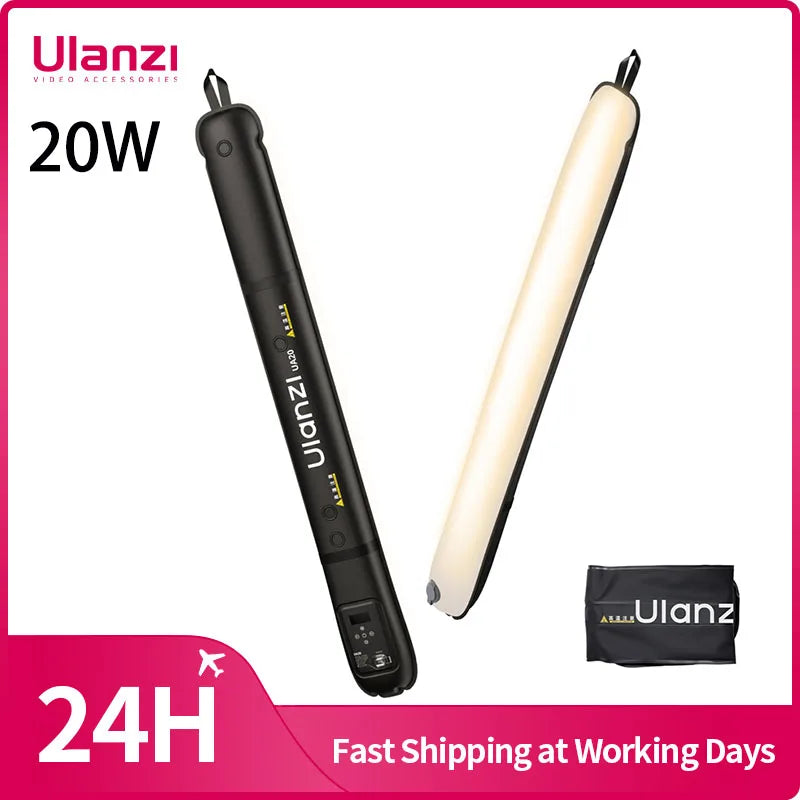 Lampe Tube Air Portable Ulanzi UA20 20W | Lumière Fill Light Bicolore Pliable | Streaming & Extérieur