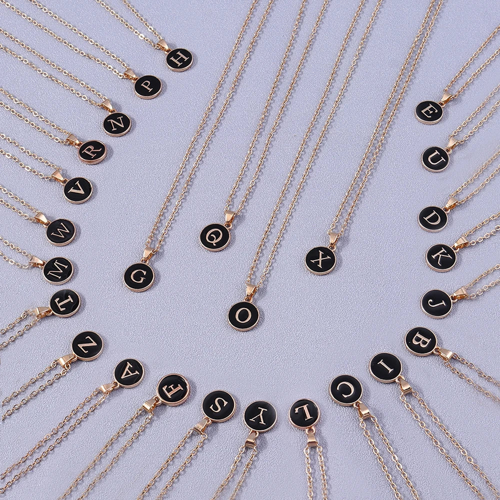Collier Pendentif Initiales Femme | 26 Lettres A-Z Émail | Bijou Tendance Cadeau Anniversaire Fille