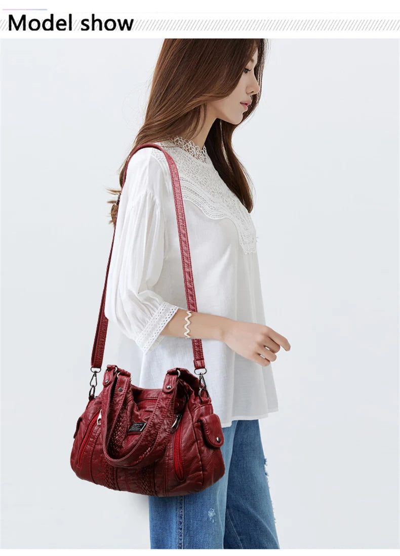 Fashion Leather Handbag for Women Shoulder Bags Genuine Sheepskin Crossbody Bag for Women Messenger Bag Tote Moms Bag