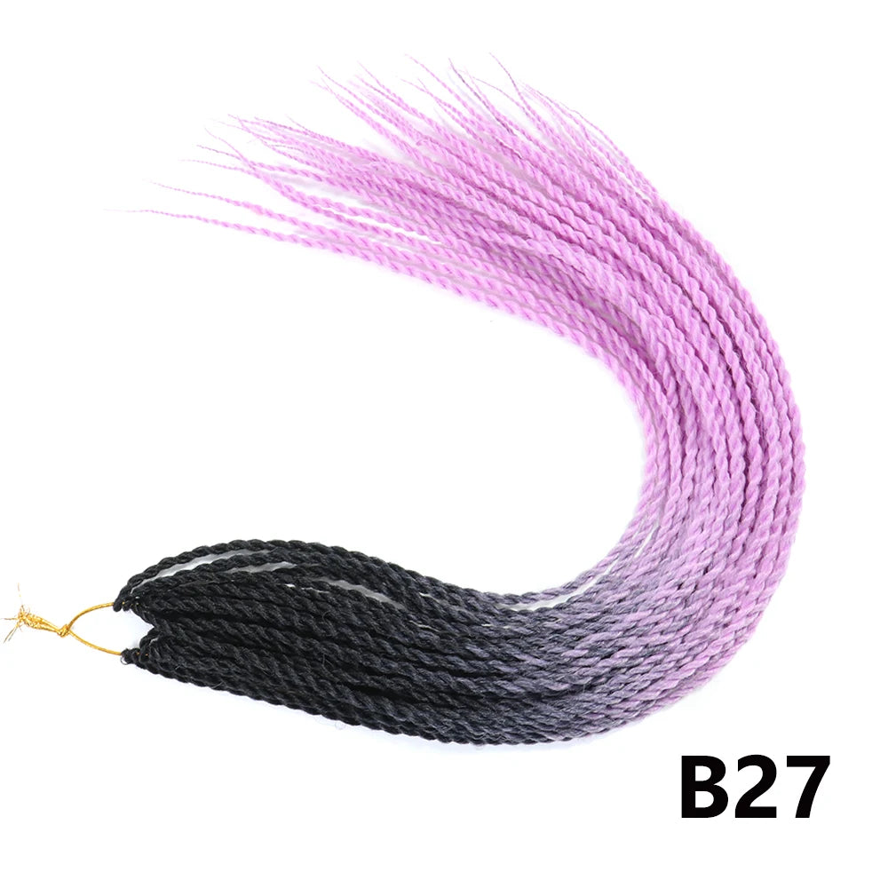 Tresses Senegalese Twist Crochet Synthétiques 24 Pouces | Brun | 30 Racines | Extensions Femme