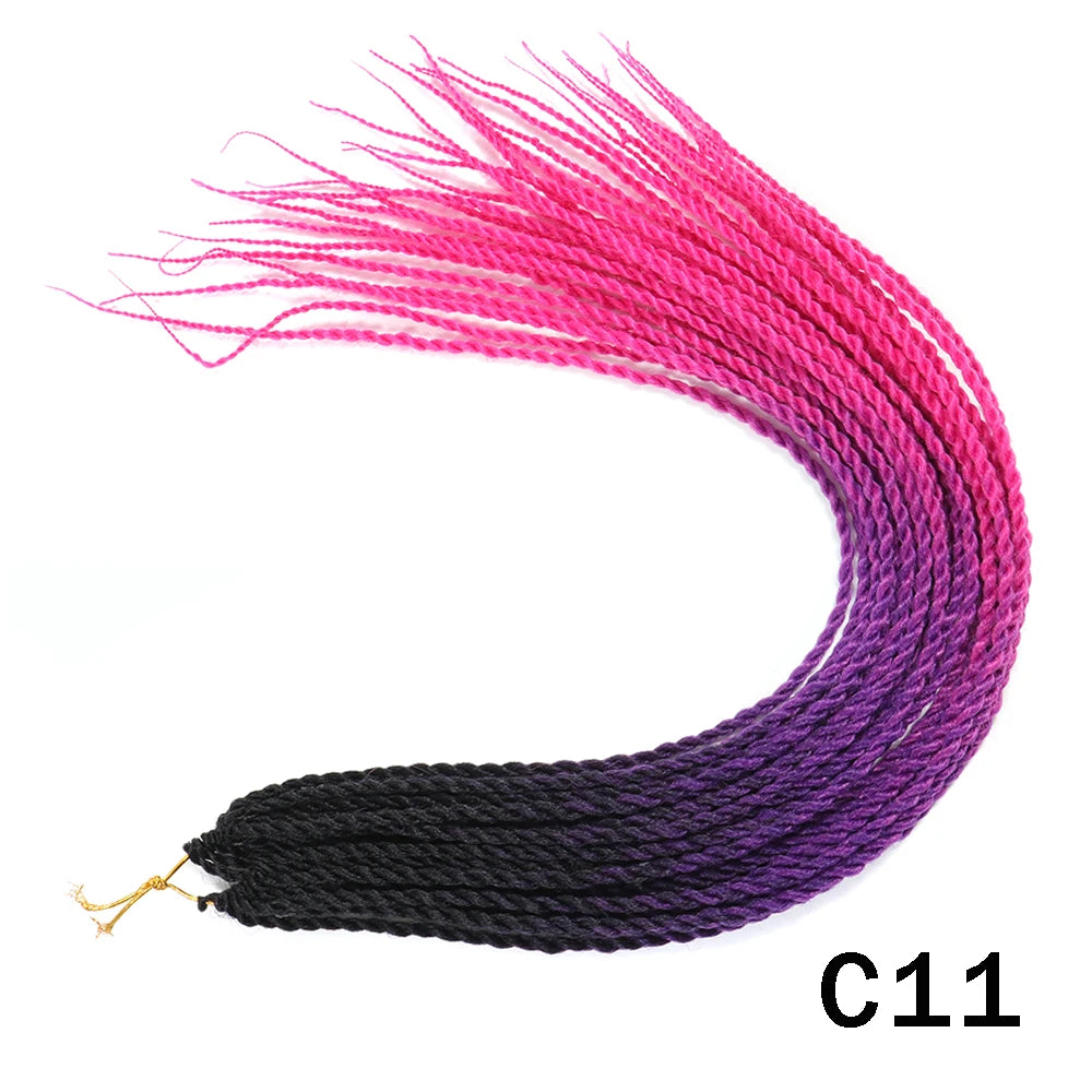Tresses Senegalese Twist Crochet Synthétiques 24 Pouces | Brun | 30 Racines | Extensions Femme