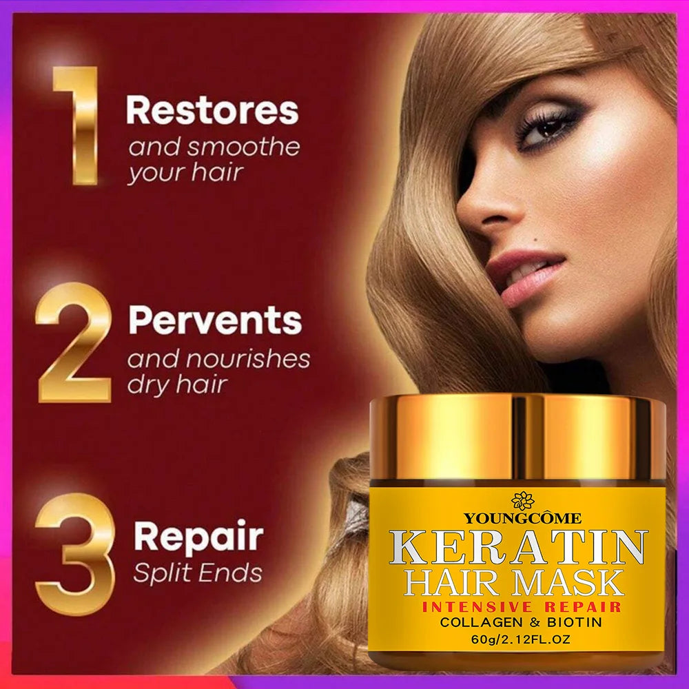 Hair Repair Hair Mask Biotin Collagen Keratin Treatment Hair Conditioner Hair Essential Oil Nourishing for Dry Damaged