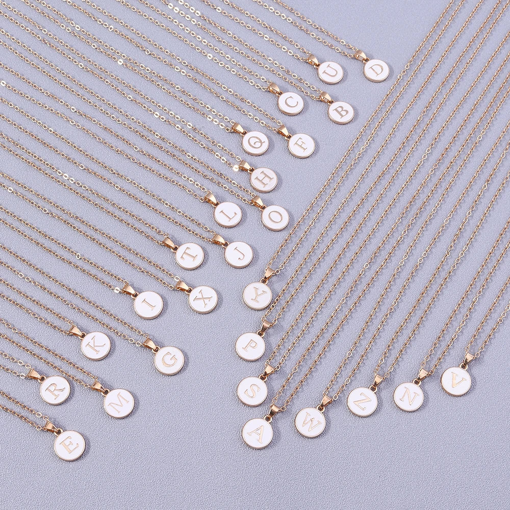Collier Pendentif Initiales Femme | 26 Lettres A-Z Émail | Bijou Tendance Cadeau Anniversaire Fille