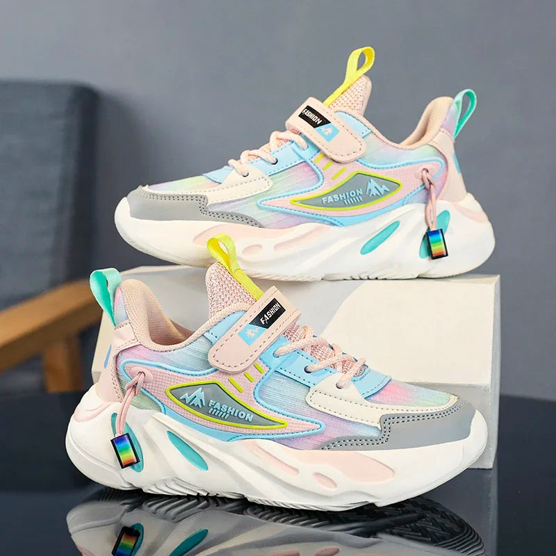 New Kids Girls Sneakers Breathable Mesh Running Shoes Lightweight Soft Sole Sports Shoes for Children School Walking Tennis