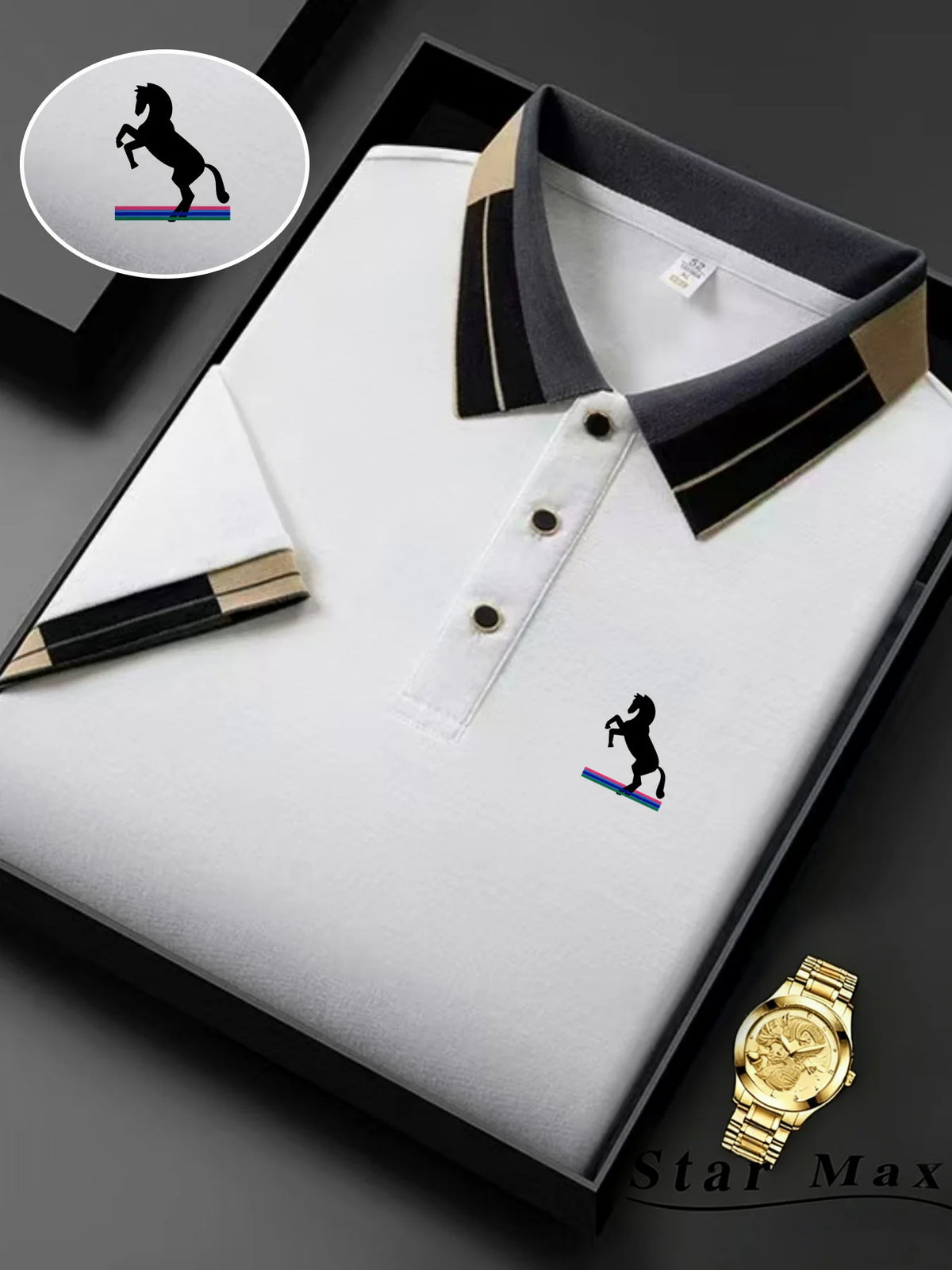 Men's Luxury Short Sleeve Polo Shirt with Horse Embroidery Milan Style Summer Casual T-Shirt Men Business Brand Clothing
