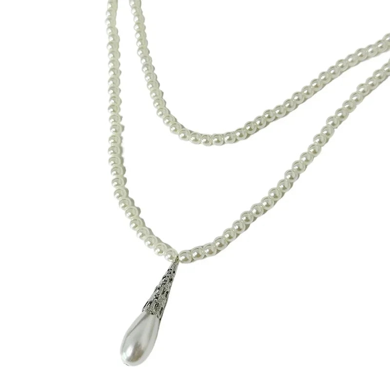 Modern Jewelry European and American Design Multi-Layer Simulated Pearl Tassel Pendant Necklace For Women 2025 New Hot Sale