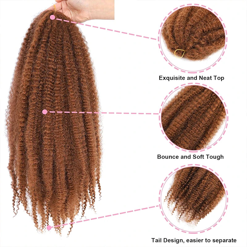Marley Twist Braiding Hair Crochet Braids Long Afro Kinky Synthetic Fiber For Braiding Hair Extensions