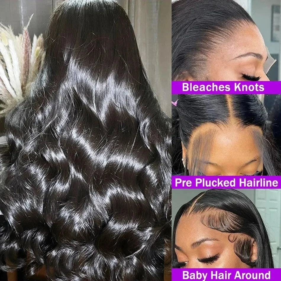Perruque Body Wave HD Transparent | 30-40 Pouces | 360 & 13x4 & 13x6 Lace Front | Pré-Pluçuée | Femmes Noires