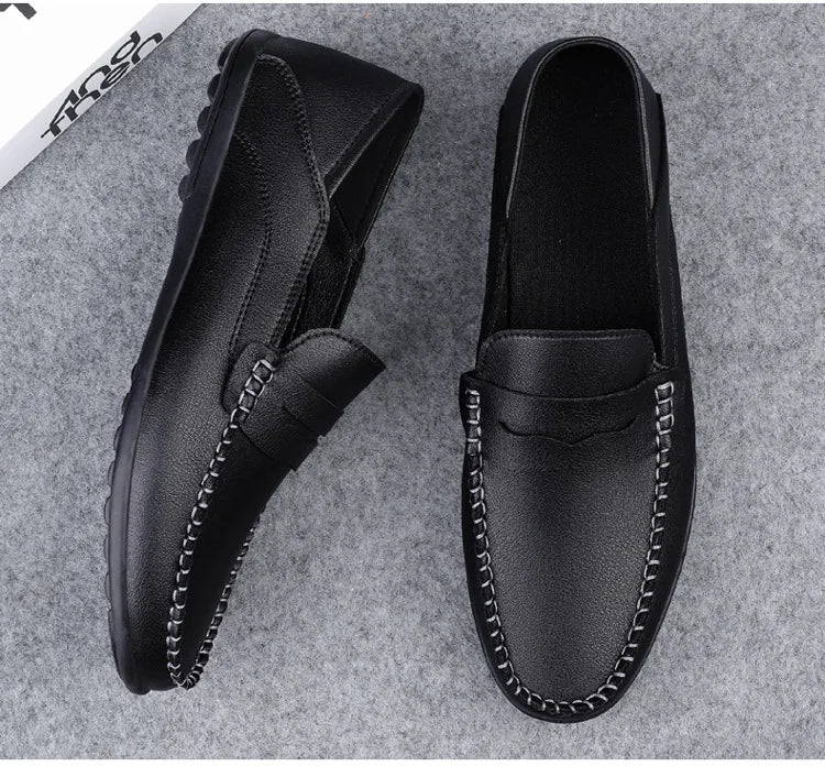 Mocassins Homme Mariage | Cuir Fendu Blanc | Chaussures Conduite Légères | Slip-On Casual Élégant 2026