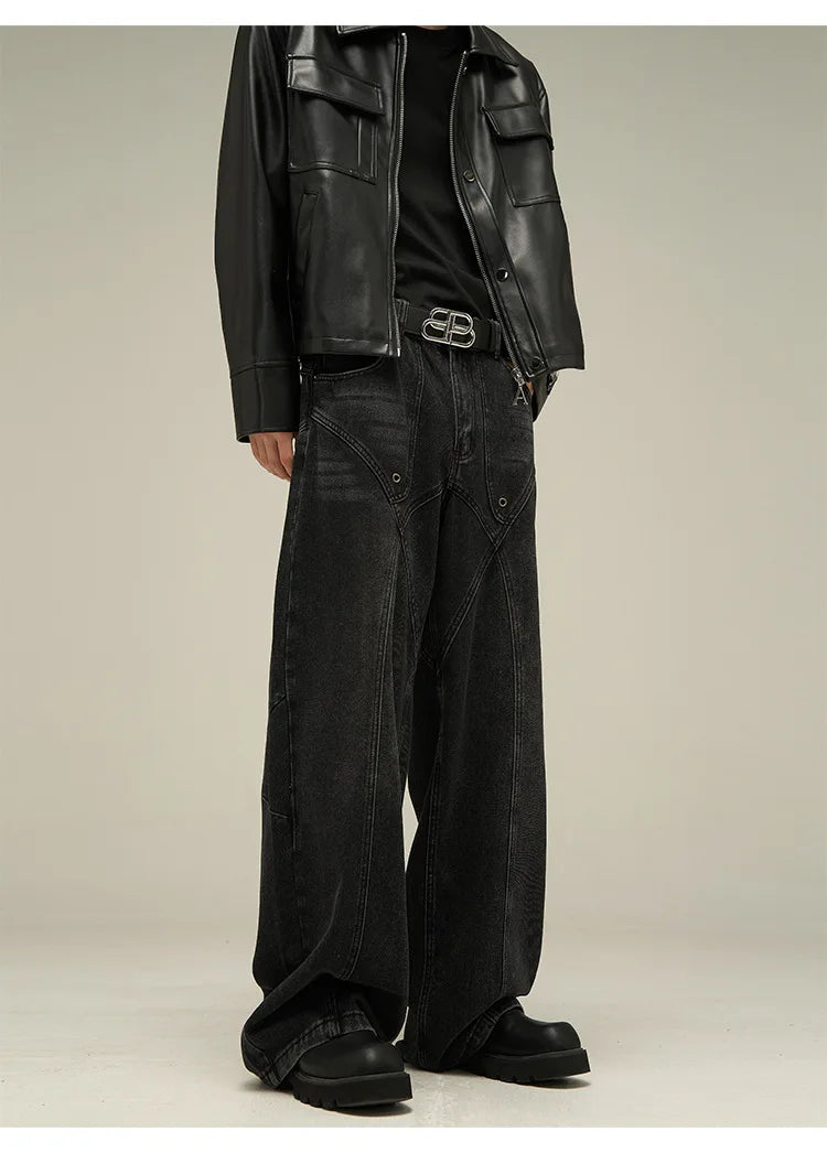 Baggy Jeans Men's American Style Personality Vintage Wide Leg Trousers All-Match Washed Fashion Streetwear Handsome Cool Pants