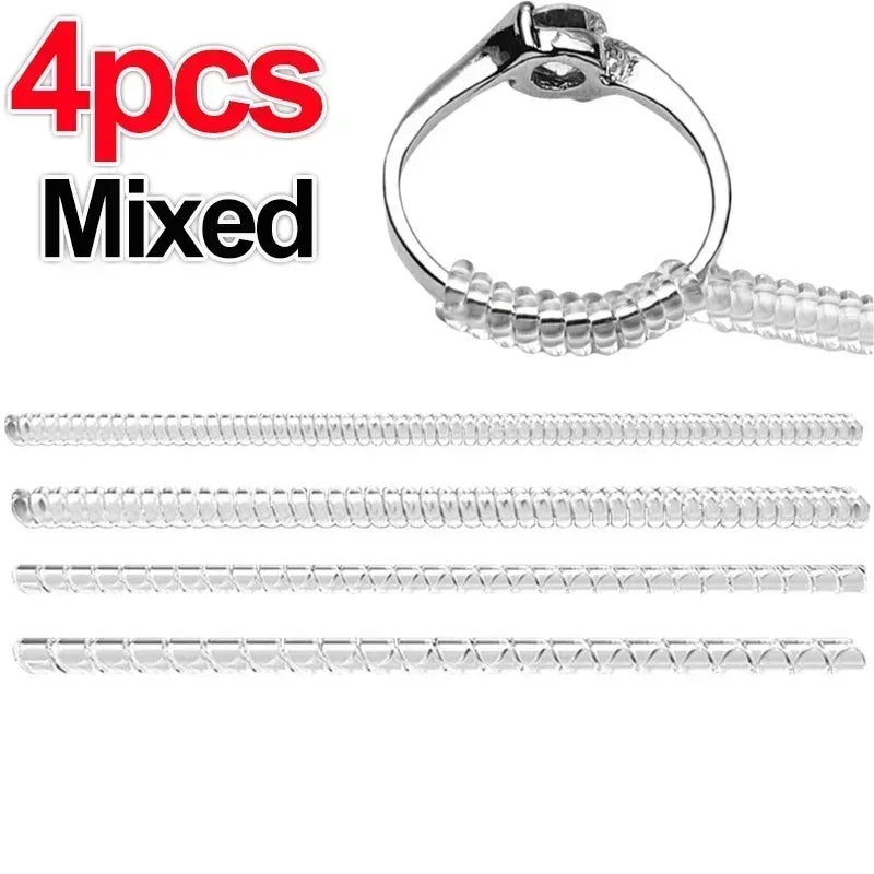 Adjust Invisible Ring Size Reducer Tools Spiral Spring Based Rings Adjust Transparent Tightener Resizing Tools Jewelry Guard