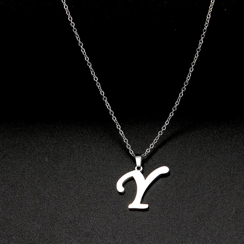 Collier Initiale Grand Alphabet A-Z | Acier 316L Minimaliste | Pendentif Femme | Cadeau Bijou