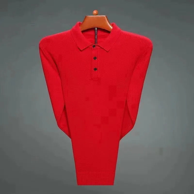 Luxury Men's Cashmere Sweater 100% Merino Wool Buttoned Pullover Autumn Winter Polo Collar Knitwear Male Casual Warm Jumper Tops