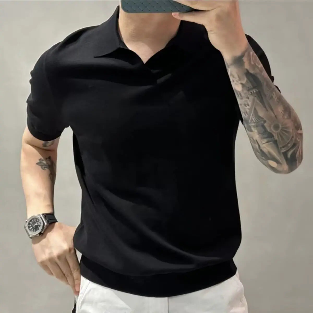 Polo en maille uni pour homme | Manches courtes