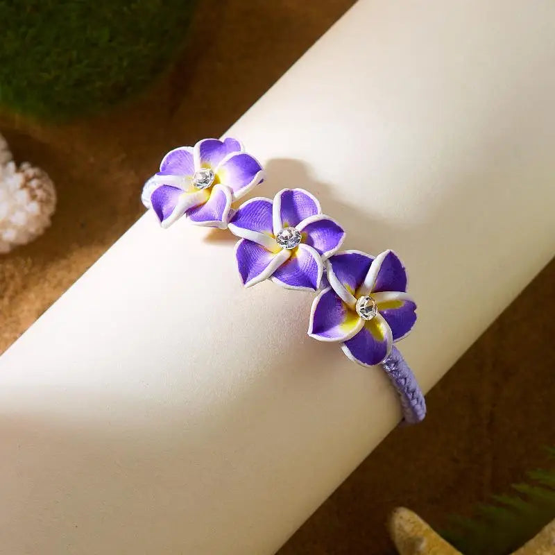 Trendy Handmade Boho Flower Bracelet for Women Bead Rope Adjustable Bangle Beach Holidays