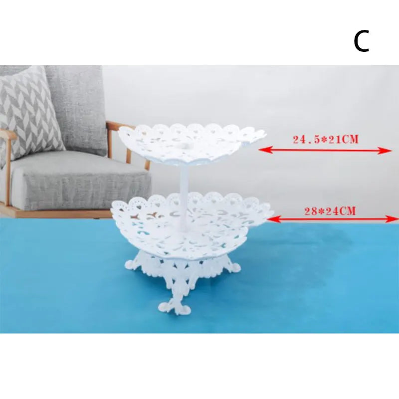European Style Three-Tier Cake Tray Snack Stand Fruit Plate Birthday Party Decoration Supplies Wedding Dessert Table Cake Stand