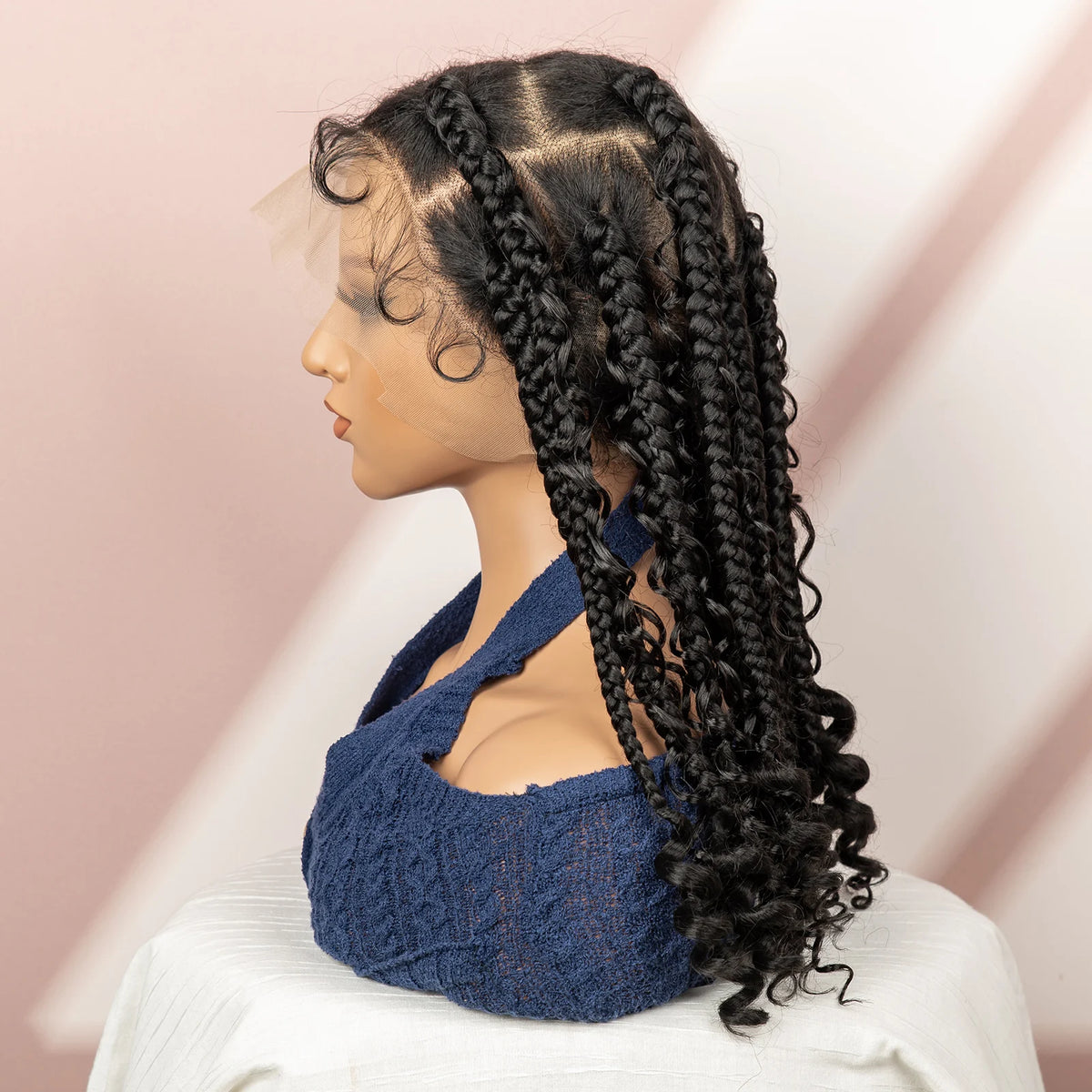 Perruque Full Lace Tresses Box Braids Boho Knotless | 16 Pouces | Bob Court | Synthétique Crochet | Femme