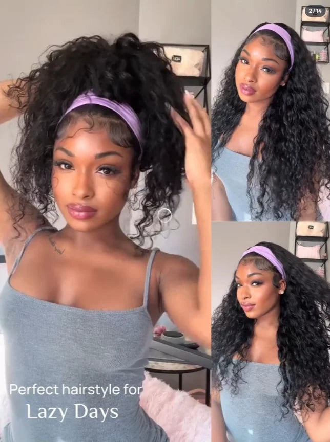 Demi-Perruque Cheveux Humains 180% | Kinky Curly | Invisible Hairline | Cordon Coulissant | 3 en 1