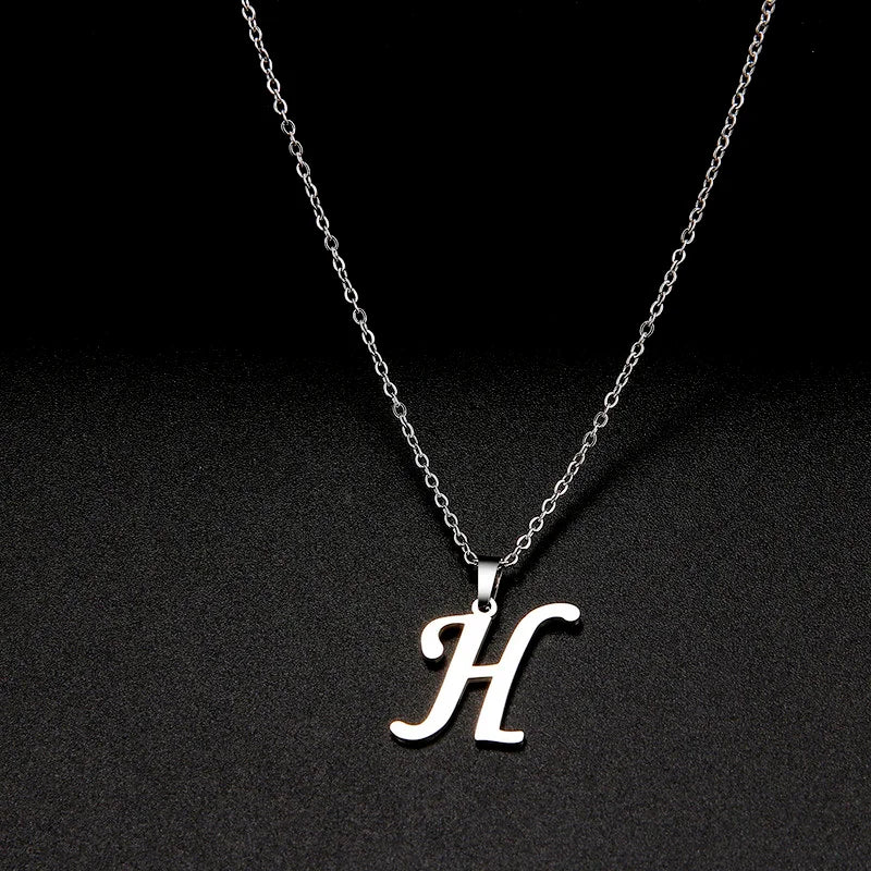 Collier Initiale Grand Alphabet A-Z | Acier 316L Minimaliste | Pendentif Femme | Cadeau Bijou
