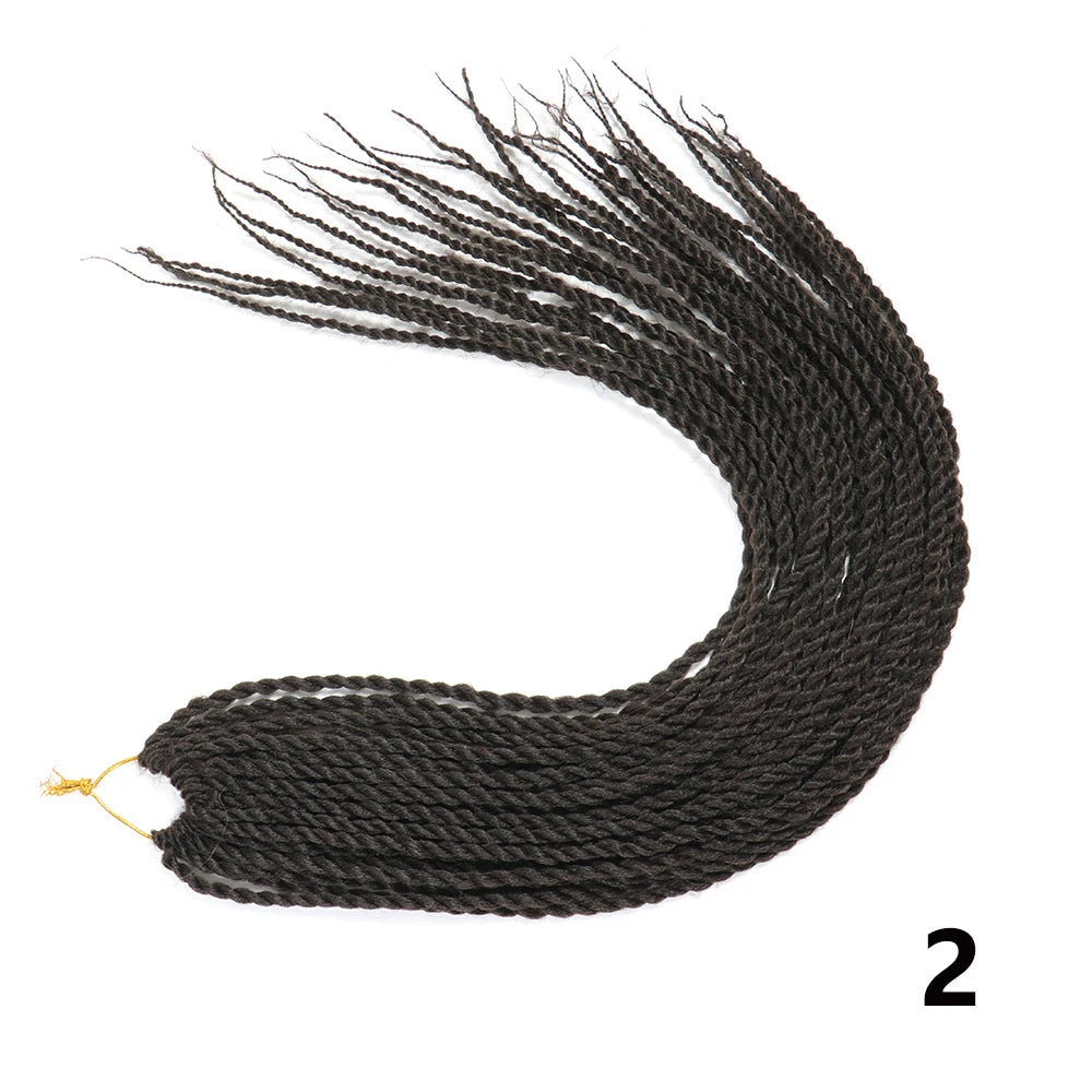 Tresses Senegalese Twist Crochet Synthétiques 24 Pouces | Brun | 30 Racines | Extensions Femme