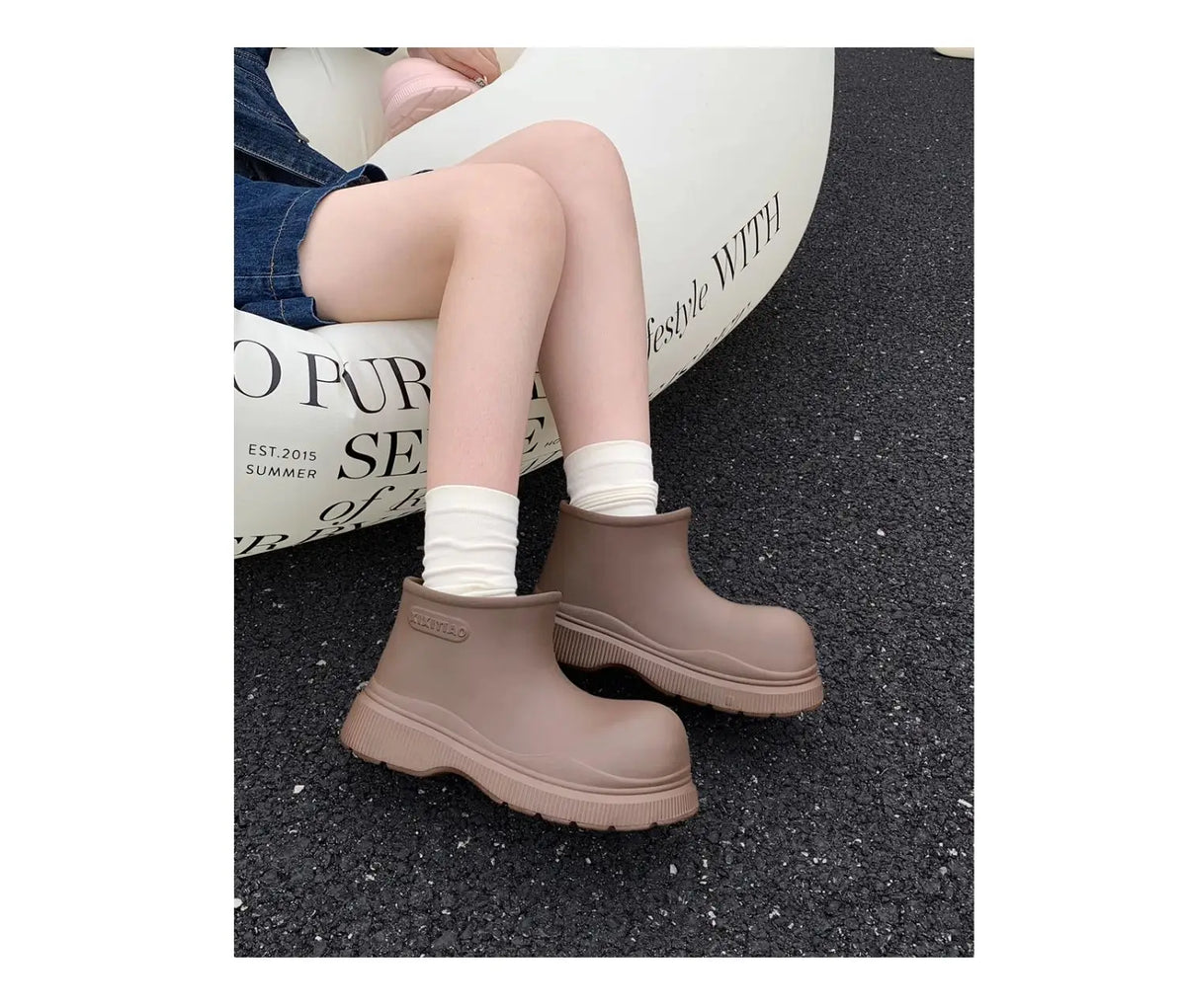 Bottes de Pluie Femme Imperméables | Tige Courte Large | Semelle Épaisse | Chaussures Eau Confortables