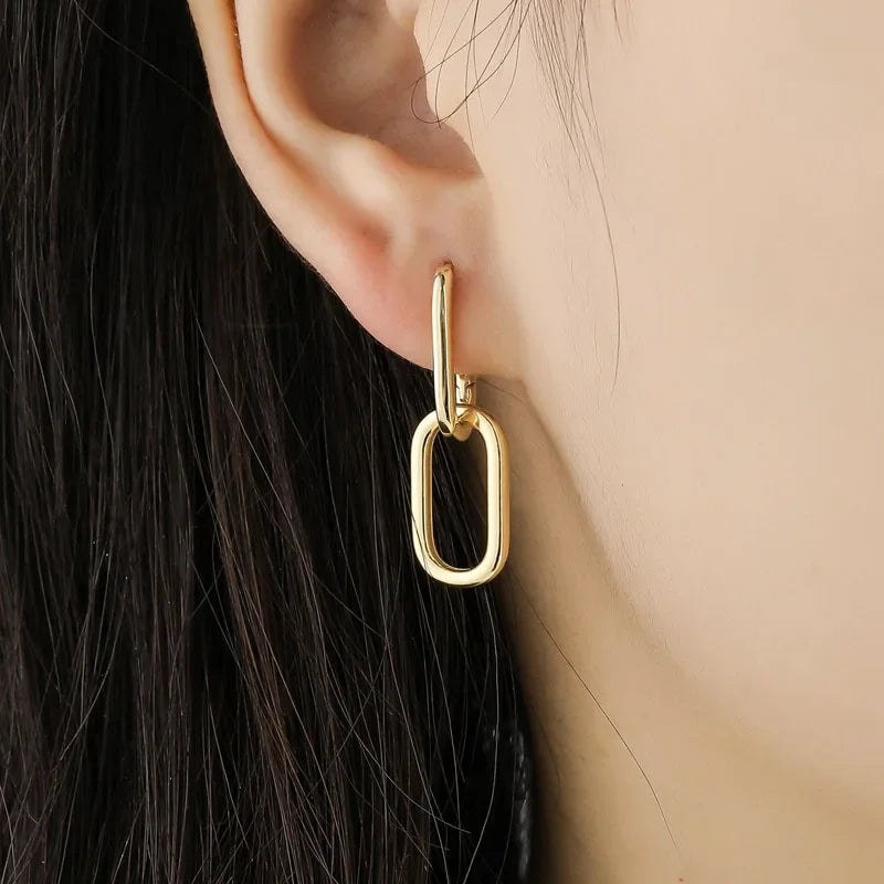 Créoles Ovales Géométriques Argent 925 | Style Métal Simple Détachable | Femme | Bijou Cadeau