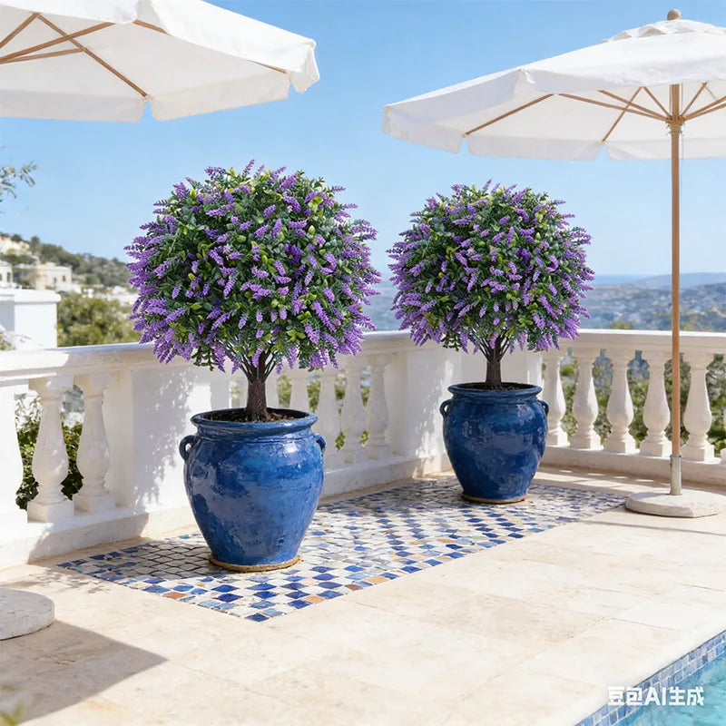 Arbre Artificiel Lavande en Pot | Résistant UV | Décoration Jardin, Porche & Extérieur