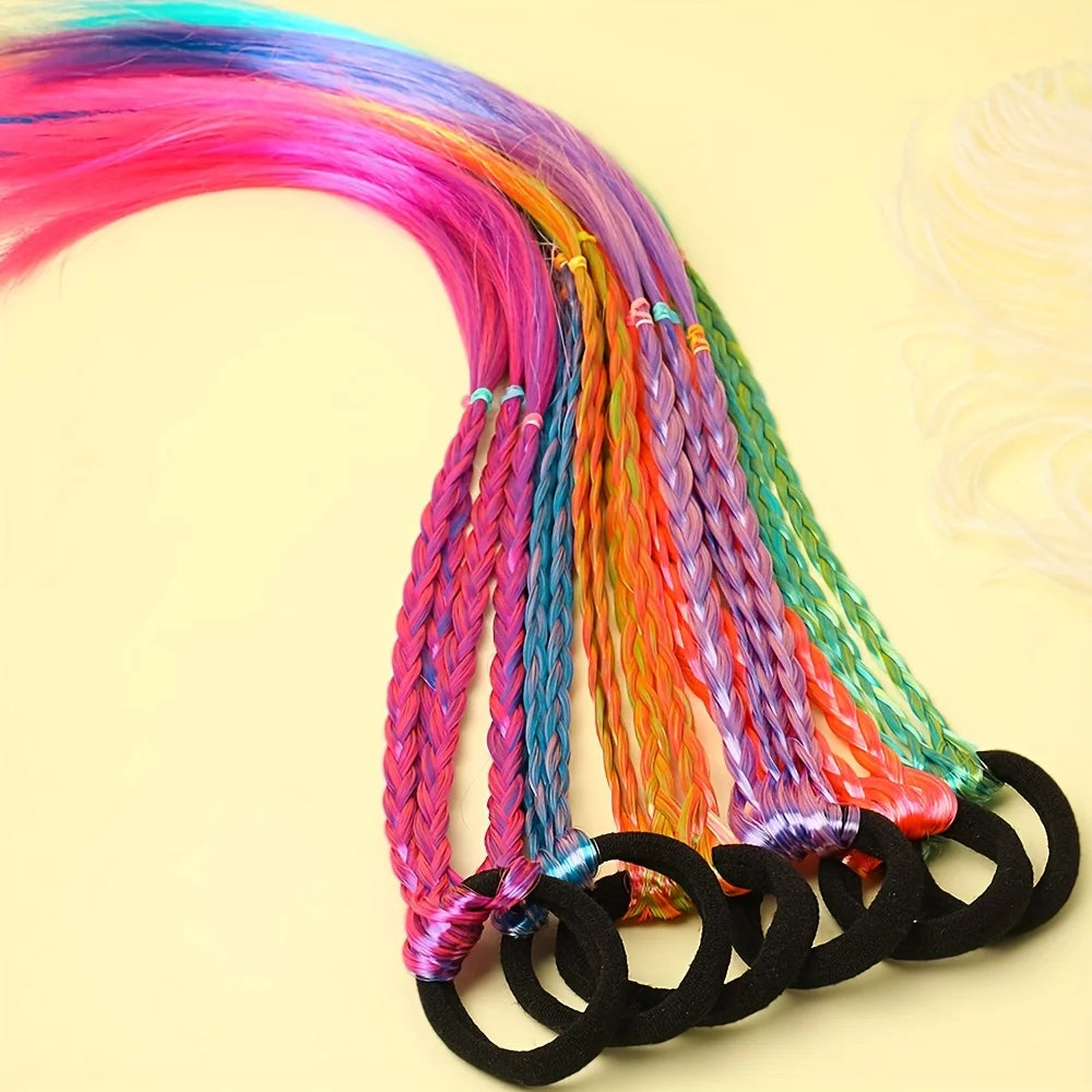 6 Pieces of Multi-Color Bohemian Style Sweet Wig Braid Hair Ties Suitable for Girls